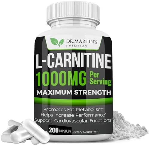 L-Carnitina Extra Fuerte DR. MARTIN'S - 200 Cápsulas - 1000mg por Porción - Aumenta tu Metabolismo y Mejora tu Rendimiento - imagen 1