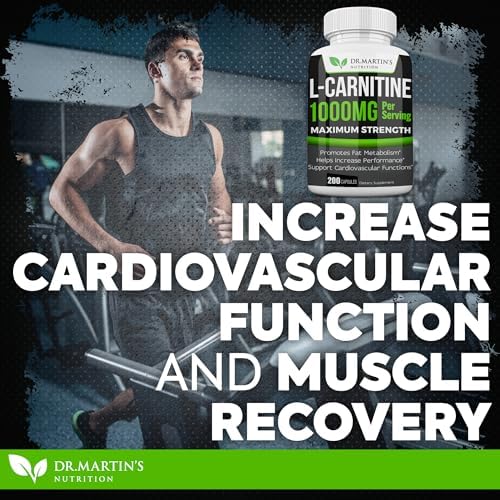 L-Carnitina Extra Fuerte DR. MARTIN'S - 200 Cápsulas - 1000mg por Porción - Aumenta tu Metabolismo y Mejora tu Rendimiento - imagen 3