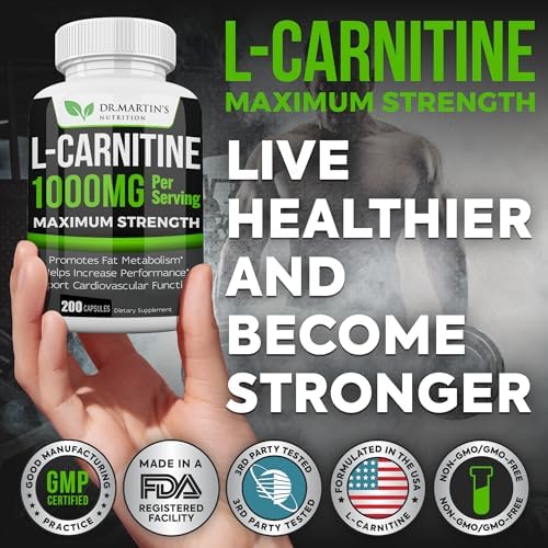 L-Carnitina Extra Fuerte DR. MARTIN'S - 200 Cápsulas - 1000mg por Porción - Aumenta tu Metabolismo y Mejora tu Rendimiento - imagen 5