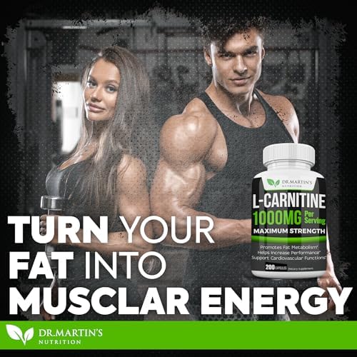 L-Carnitina Extra Fuerte DR. MARTIN'S - 200 Cápsulas - 1000mg por Porción - Aumenta tu Metabolismo y Mejora tu Rendimiento - imagen 6