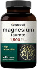 NatureBell Magnesio Taurato - 240 Cápsulas - 1,500mg Fórmula Quelada de Alta Absorción - con Taurina - Salud del Corazón, Sistema Nervioso, Soporte - imagen 1