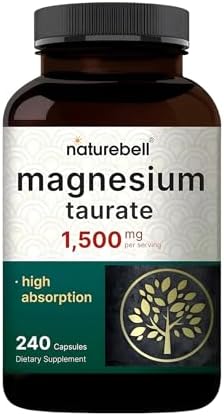 NatureBell Magnesio Taurato - 240 Cápsulas - 1,500mg Fórmula Quelada de Alta Absorción - con Taurina - Salud del Corazón, Sistema Nervioso, Soporte - imagen 1
