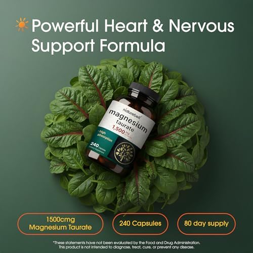 NatureBell Magnesio Taurato - 240 Cápsulas - 1,500mg Fórmula Quelada de Alta Absorción - con Taurina - Salud del Corazón, Sistema Nervioso, Soporte - imagen 2