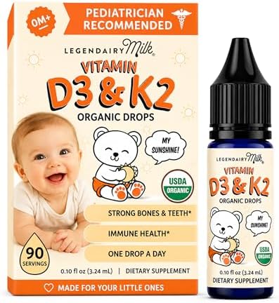 Gotas de Vitamina D Legendairy Milk para Bebés, Suplemento Orgánico D3 K2 Líquido 400 IU, Vegano, Sin Azúcar, 90 Porciones para Huesos Fuertes - imagen 1