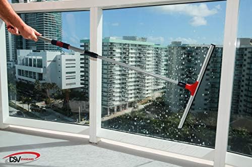 Squeegee Profesional DSV Estándar para Piso de Concreto, 24 Squeegee Pesado con Mango Telescópico 30”–57” para Piso, Garage, Deck, Baño y Ventanas - imagen 4