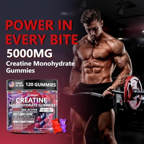 Gomitas de Creatina Crasye 5000mg para Hombres y Mujeres, Creatina Monohidratada con BCAA y Taurina, Suplemento Pre-Entrenamiento Sin Azúcar - 120 - imagen 4