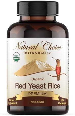 Suplemento de Arroz Rojo de Levadura Orgánico Certificado Natural Choice Botanicals - 120 Cápsulas, Suministro para 2 Meses - imagen 1