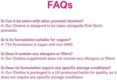 Pink Stork Choline - 550 mg de Bitartrato de Colina de VitaCholine para Mamás Embarazadas y Postparto - Vitamina Prenatal para Salud Cognitiva Fetal - imagen 8