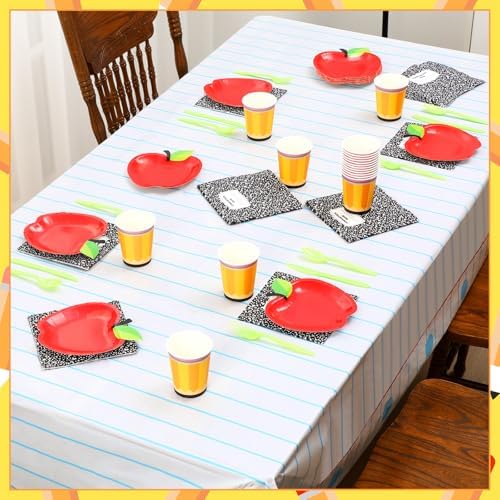 Decoración de Graduación para Jardín de Niños Reallnaive 146 Piezas - Platos de Papel de Manzana, Utensilios Desechables y Manteles para el Aula - imagen 3