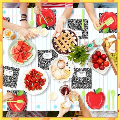 Decoración de Graduación para Jardín de Niños Reallnaive 146 Piezas - Platos de Papel de Manzana, Utensilios Desechables y Manteles para el Aula - imagen 5
