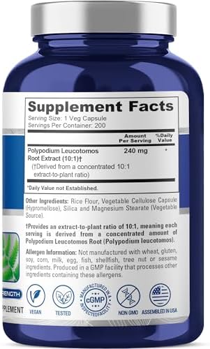 Cápsulas NusaPure de Polypodium Leucotomos, 240 mg, 200 Veganas (Sin OGM, Veganas) - imagen 3