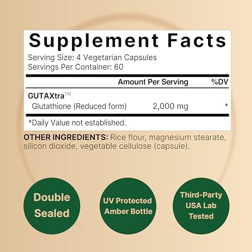 Suplemento de Glutatión NatureBell 2,000mg por Porción, 240 Cápsulas Veganas | 98%+ Pureza Verificada, Glutatión Reducido Bioavailable, Antioxidante - imagen 2