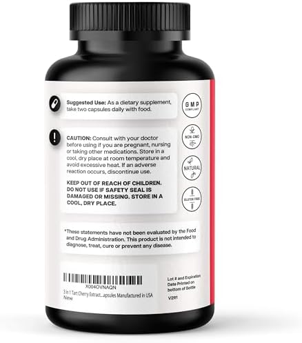 Cápsulas de Extracto de Cereza Ácida 3 en 1 con Cúrcuma y Semilla de Apio para Soporte de Pies y Articulaciones, 60 Cápsulas Veganas, Fabricadas en - imagen 8