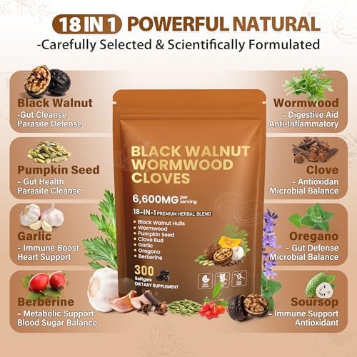 Limpieza de Parásitos 18 en 1 con Ajenjo, Nogal Negro y Clavo | Detox y Equilibrio Digestivo con Ajo, Cúrcuma, Semilla de Calabaza, Orégano y - imagen 2