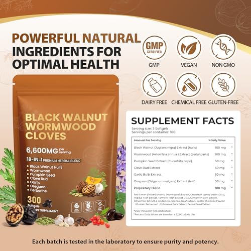 Limpieza de Parásitos 18 en 1 con Ajenjo, Nogal Negro y Clavo | Detox y Equilibrio Digestivo con Ajo, Cúrcuma, Semilla de Calabaza, Orégano y - imagen 7
