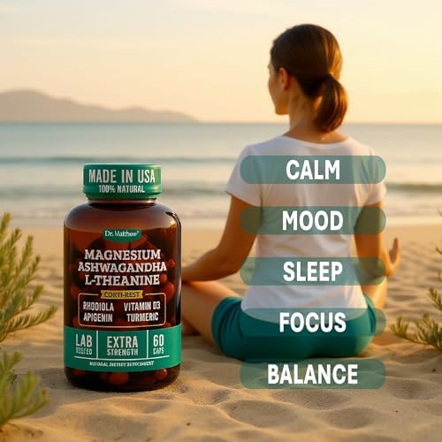 Suplemento Reductor de Cortisol y Soporte Adrenal – Alivio Natural del Estrés con Ashwagandha KSM-66, Magnesio, L-Theanina, Rhodiola, Apigenina, - imagen 2