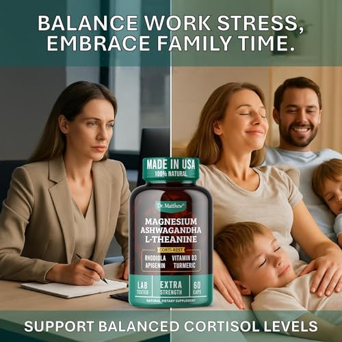 Suplemento Reductor de Cortisol y Soporte Adrenal – Alivio Natural del Estrés con Ashwagandha KSM-66, Magnesio, L-Theanina, Rhodiola, Apigenina, - imagen 4