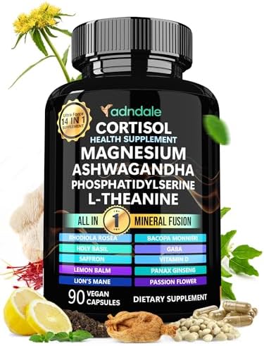 Suplementos de Cortisol para Mujeres Adndale. Ashwagandha con Magnesio Glicinato, L-Teanina y Más. Reductor de Cortisol - 90 Cápsulas - imagen 1