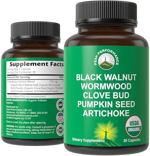 Desparasitante Orgánico USDA de Ajenjo, Nogal Negro y Clavo para Adultos y Niños. Suplemento Detox con Alcachofa y Semilla de Calabaza. - imagen 1