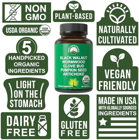 Desparasitante Orgánico USDA de Ajenjo, Nogal Negro y Clavo para Adultos y Niños. Suplemento Detox con Alcachofa y Semilla de Calabaza. - imagen 2