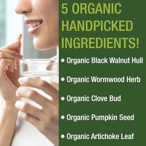 Desparasitante Orgánico USDA de Ajenjo, Nogal Negro y Clavo para Adultos y Niños. Suplemento Detox con Alcachofa y Semilla de Calabaza. - imagen 3