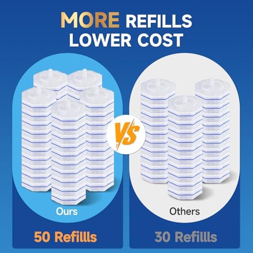 Recargas de 50 Piezas para Varita de Inodoro Clorox, Refills de 5X Poder de Limpieza y Cepillo Desechable de Alta Densidad - Espuma Instantánea para - imagen 7