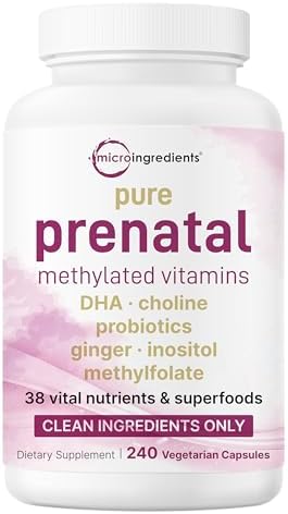 Vitaminas Prenatales Micro Ingredients para Mujeres | 38 en 1 con Folato, DHA, Colina, Hierro, Probióticos, Inositol y Vitaminas C, D, B | Sin - imagen 1