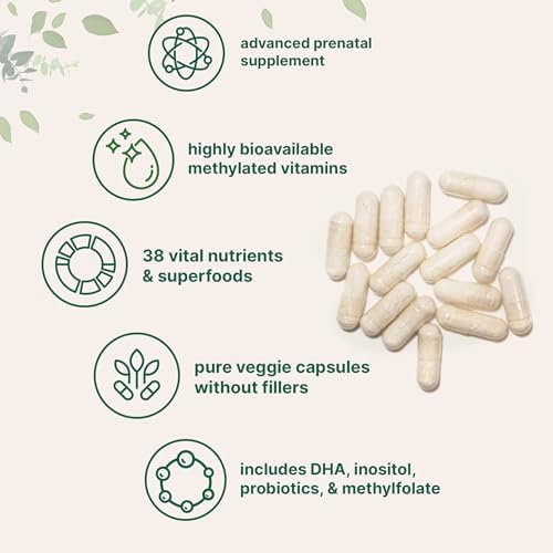 Vitaminas Prenatales Micro Ingredients para Mujeres | 38 en 1 con Folato, DHA, Colina, Hierro, Probióticos, Inositol y Vitaminas C, D, B | Sin - imagen 3