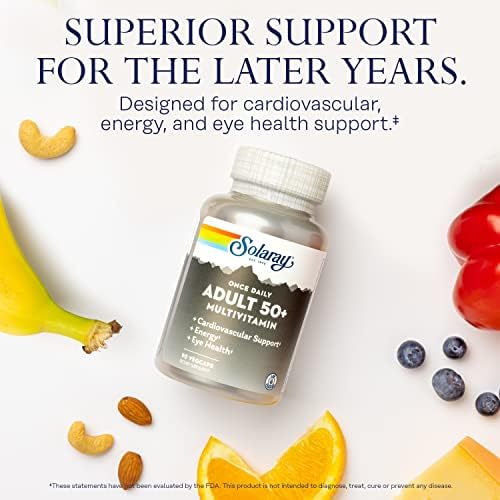 Multivitamínico Completo Solaray Once Daily Adulto 50+ para Hombres y Mujeres, 90 VegCaps, Energía, Corazón, Cerebro e Inmunidad, Sin Hierro - imagen 3