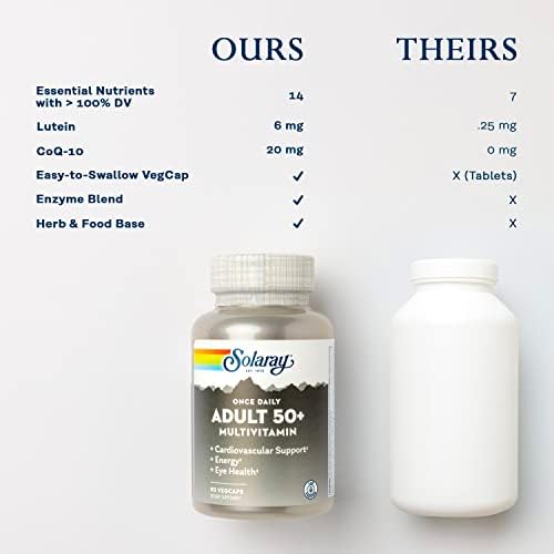 Multivitamínico Completo Solaray Once Daily Adulto 50+ para Hombres y Mujeres, 90 VegCaps, Energía, Corazón, Cerebro e Inmunidad, Sin Hierro - imagen 5