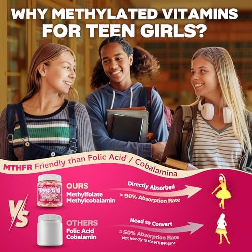 Gomitas Multivitamínicas Metiladas para Chicas Adolescentes de 12 a 17 Años, Methylfolato, Hierro, Colágeno, D3 K2, Magnesio, Zinc, Vitaminas Diarias - imagen 4