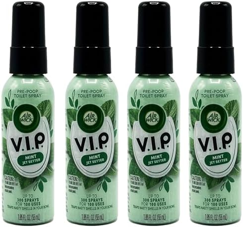 Aerosol Pre-Poop Air Wick V.I.P. Jet Setter de Menta, Tamaño de Viaje, Neutraliza Olores, Aceites Esenciales, Aroma Fresco a Menta, 1.85 Oz (Paquete - imagen 1