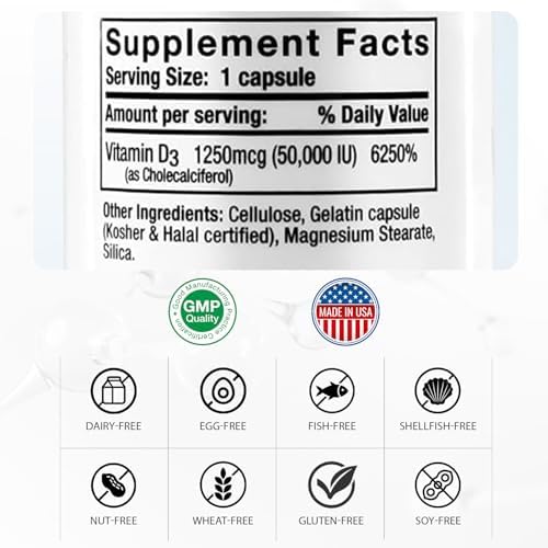 Nivagen Vitamina D3 50,000 UI (1250 mcg) | Dosis Semanal | 100 Cápsulas (100 Semanas, Aproximadamente 2 Años) | Fácil de Tragar | Soporte para - imagen 2