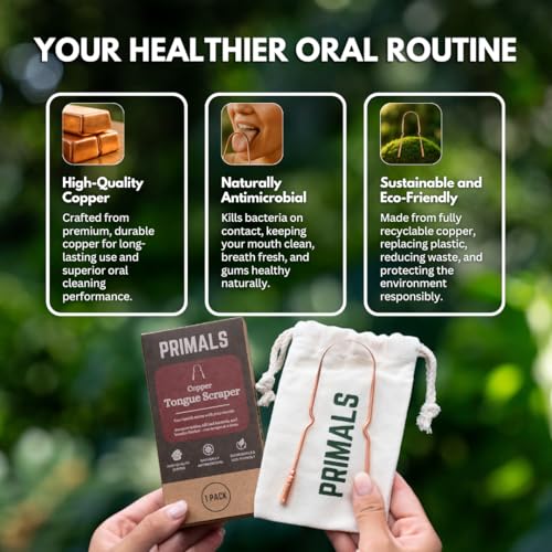 Raspador de Lengua PRIMALS de Cobre - Aliento Fresco y Mejora de la Salud Oral - Limpiador Ayurvédico Natural para Detox Diario - Resistente a la - imagen 7