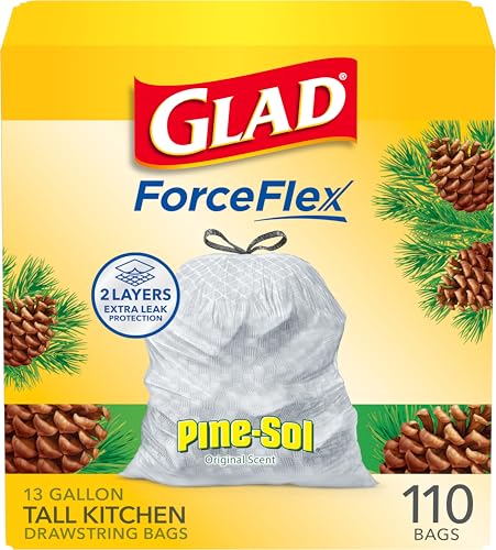 Bolsas de Basura Glad ForceFlex para Cocina, 13 Galones, Pine-Sol Original, 110 Piezas (El Paquete Puede Variar) - imagen 6