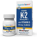 Suplemento Superior Source K2 (MK-7) 100 mcg con D3 (5,000 IU), Tabletas MicroLinguales de Disolución Rápida, 60 Contenidos, Apoyo a Huesos, Corazón - imagen 1