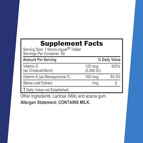 Suplemento Superior Source K2 (MK-7) 100 mcg con D3 (5,000 IU), Tabletas MicroLinguales de Disolución Rápida, 60 Contenidos, Apoyo a Huesos, Corazón - imagen 2