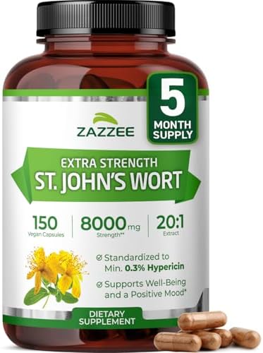 Zazzee Extracto de Hierba de San Juan 20:1, 0.3% Hipericina, 150 Cápsulas Veganas, Suplemento Herbal para Bienestar Emocional, No GMO, Hecho en EE. - imagen 1