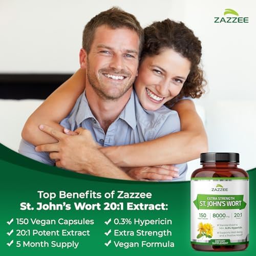 Zazzee Extracto de Hierba de San Juan 20:1, 0.3% Hipericina, 150 Cápsulas Veganas, Suplemento Herbal para Bienestar Emocional, No GMO, Hecho en EE. - imagen 3