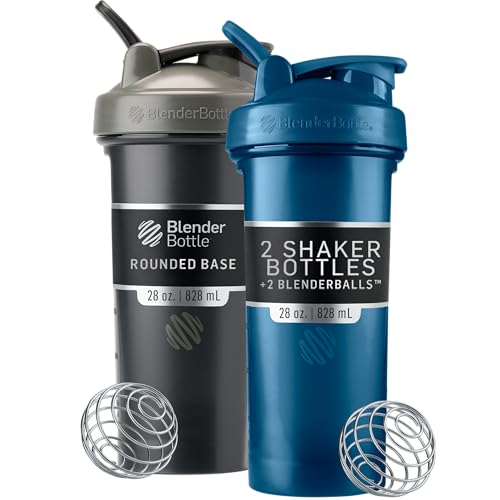 Botella Mezcladora BlenderBottle Classic V2, Ideal para Batidos de Proteína y Pre Entreno, 28 Onzas (Paquete de 2), Negro y Marino - imagen 1