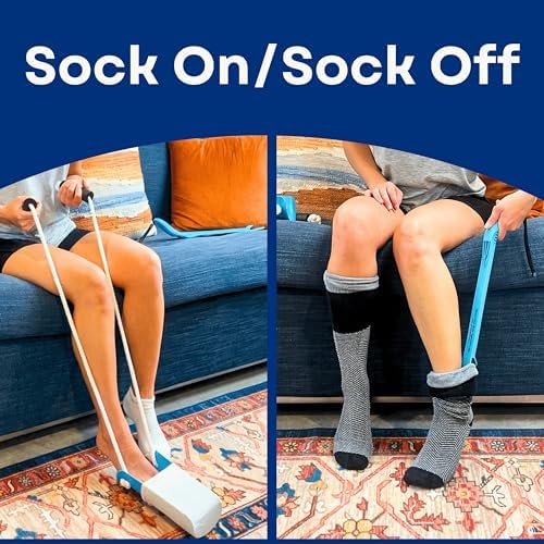 Kit de Ayuda para Ponerse Calcetas RMS - Dispositivo Fácil para Poner y Quitar Calcetas o Medias para Hombres y Mujeres con Movilidad Reducida (Azul) - imagen 2