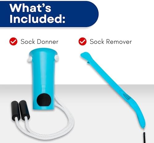 Kit de Ayuda para Ponerse Calcetas RMS - Dispositivo Fácil para Poner y Quitar Calcetas o Medias para Hombres y Mujeres con Movilidad Reducida (Azul) - imagen 3