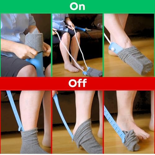 Kit de Ayuda para Ponerse Calcetas RMS - Dispositivo Fácil para Poner y Quitar Calcetas o Medias para Hombres y Mujeres con Movilidad Reducida (Azul) - imagen 4