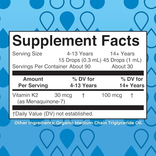 Gotas Líquidas de Vitamina K2 MK7 Orgánica USDA de MaryRuth para Adultos y Niños | Derivadas de Natto | Menaquinona-7 | Vitamina K2 Vegana para la - imagen 2