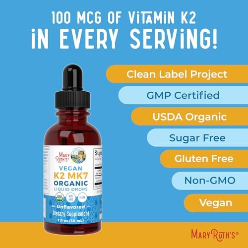 Gotas Líquidas de Vitamina K2 MK7 Orgánica USDA de MaryRuth para Adultos y Niños | Derivadas de Natto | Menaquinona-7 | Vitamina K2 Vegana para la - imagen 8