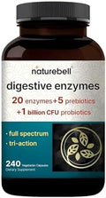 NatureBell Enzimas Digestivas - 240 Cápsulas - Suplemento para la Salud Digestiva con 20 Enzimas, 5 Prebióticos y Mezcla de 10 Probióticos - imagen 1