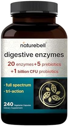 NatureBell Enzimas Digestivas - 240 Cápsulas - Suplemento para la Salud Digestiva con 20 Enzimas, 5 Prebióticos y Mezcla de 10 Probióticos - imagen 1