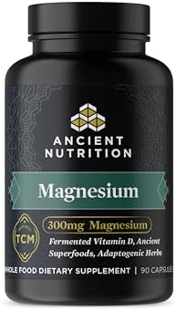 Suplemento de Magnesio de Ancient Nutrition, 300mg con Vitamina D para Soporte Inmunológico, Hierbas Adaptogénicas, Activado por Enzimas, Paleo y - imagen 1