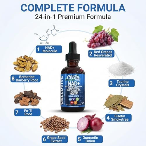 Suplemento Líquido de NAD Liposomal y Resveratrol para Mujeres con Taurina, Fisetina, Semilla de Uva y Más - CelluVive de Clean Nutra 4oz - imagen 4