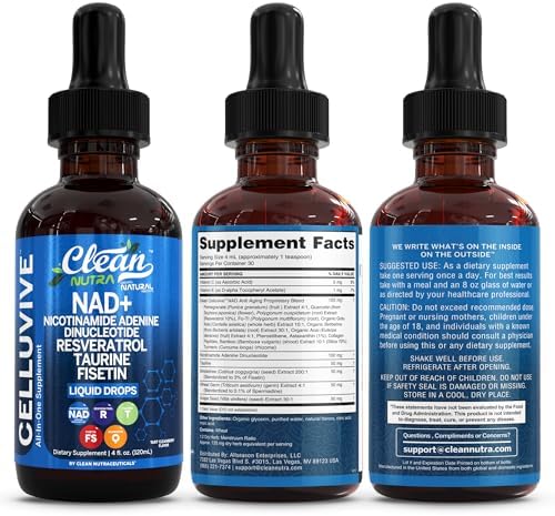 Suplemento Líquido de NAD Liposomal y Resveratrol para Mujeres con Taurina, Fisetina, Semilla de Uva y Más - CelluVive de Clean Nutra 4oz - imagen 5